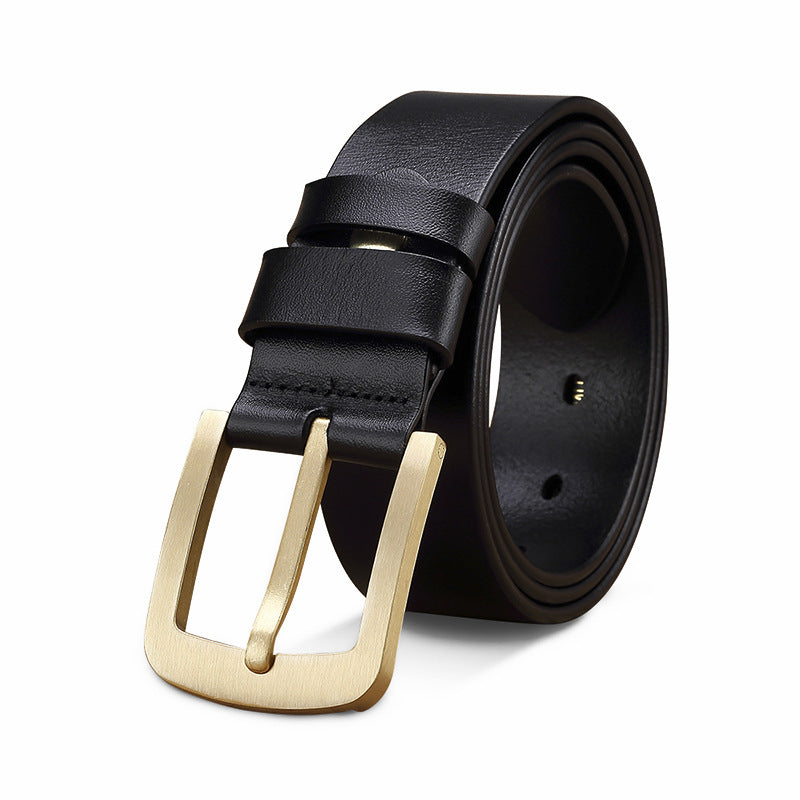 Copper Buckle Cowhide Leather Belt